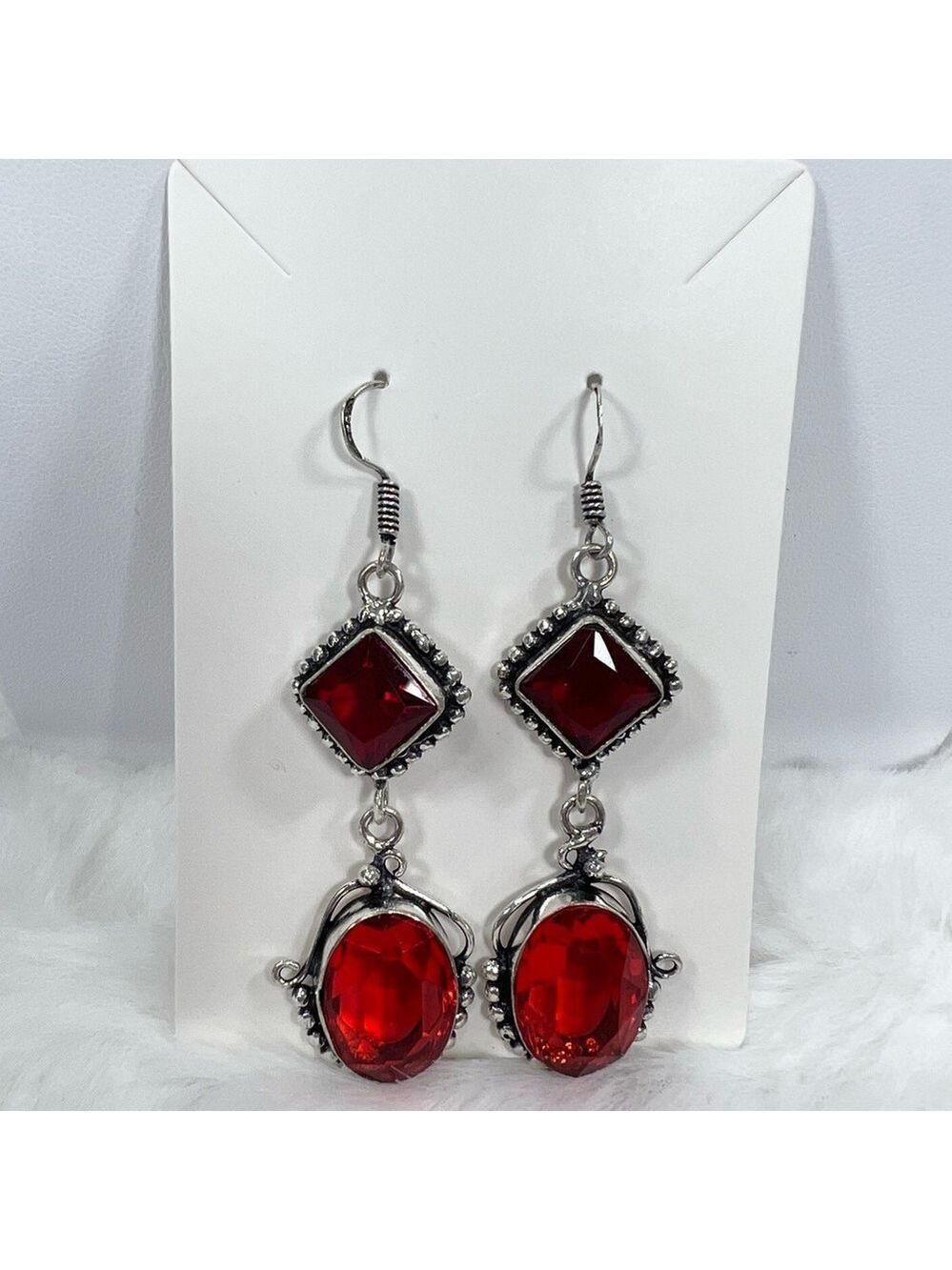 Garnet 925 Synthetic Gemstone Earrings